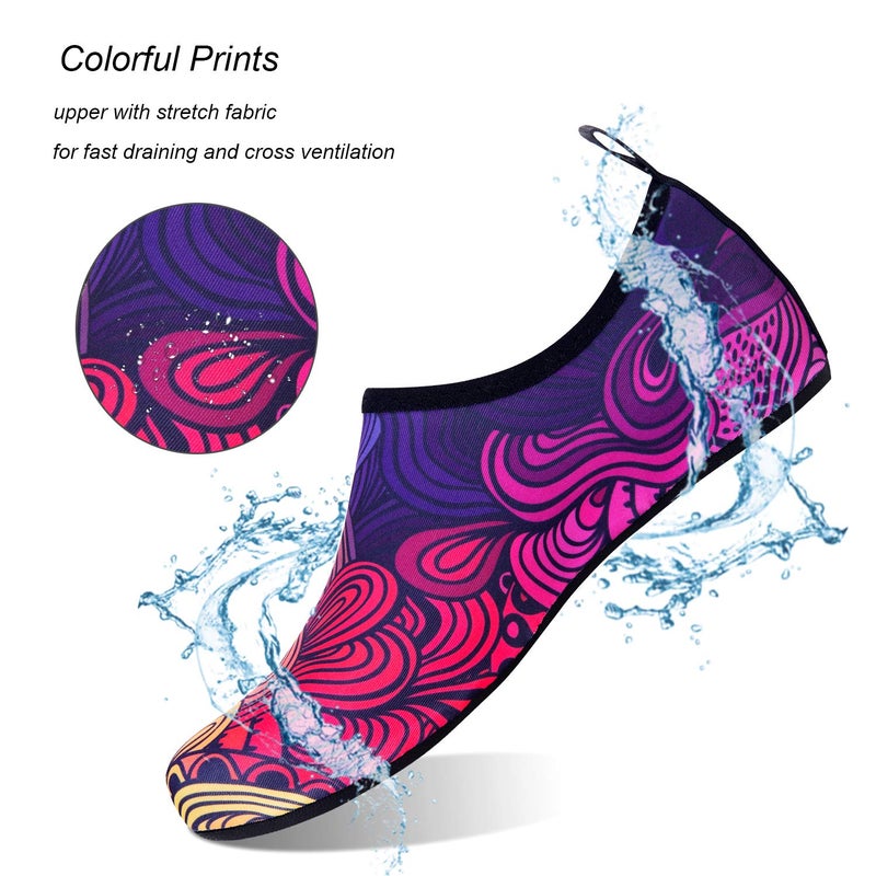 WateLves Water Shoes for Womens Mens Barefoot Quick-Dry Aqua Socks for Beach Swim Surf Yoga Exercise Camping Must Haves (Flower Gradient, 38/39) - Image 2